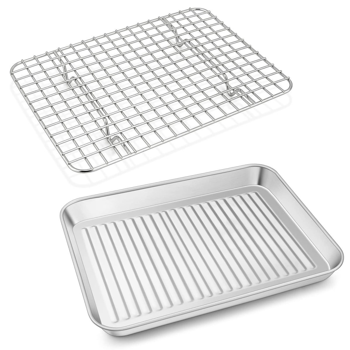 PP CHEF baking pan with wire rack for even roasting and cooling.