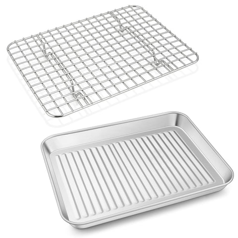 PP CHEF baking pan with wire rack for even roasting and cooling.