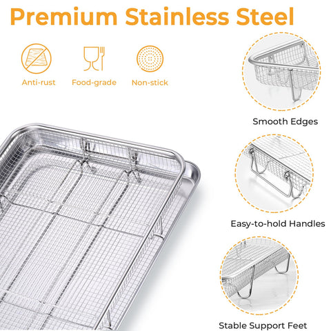 P&P CHEF 15.4 inch baking rack shows adjustable height for multi-level cooking