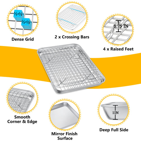 P&P CHEF baking rack shows dense grids for stable support and crisp results.
