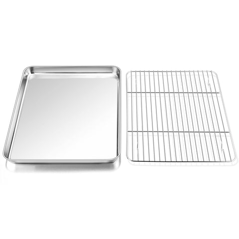 P&P CHEF baking sheet with rack for even oven cooking and easy cleanup.