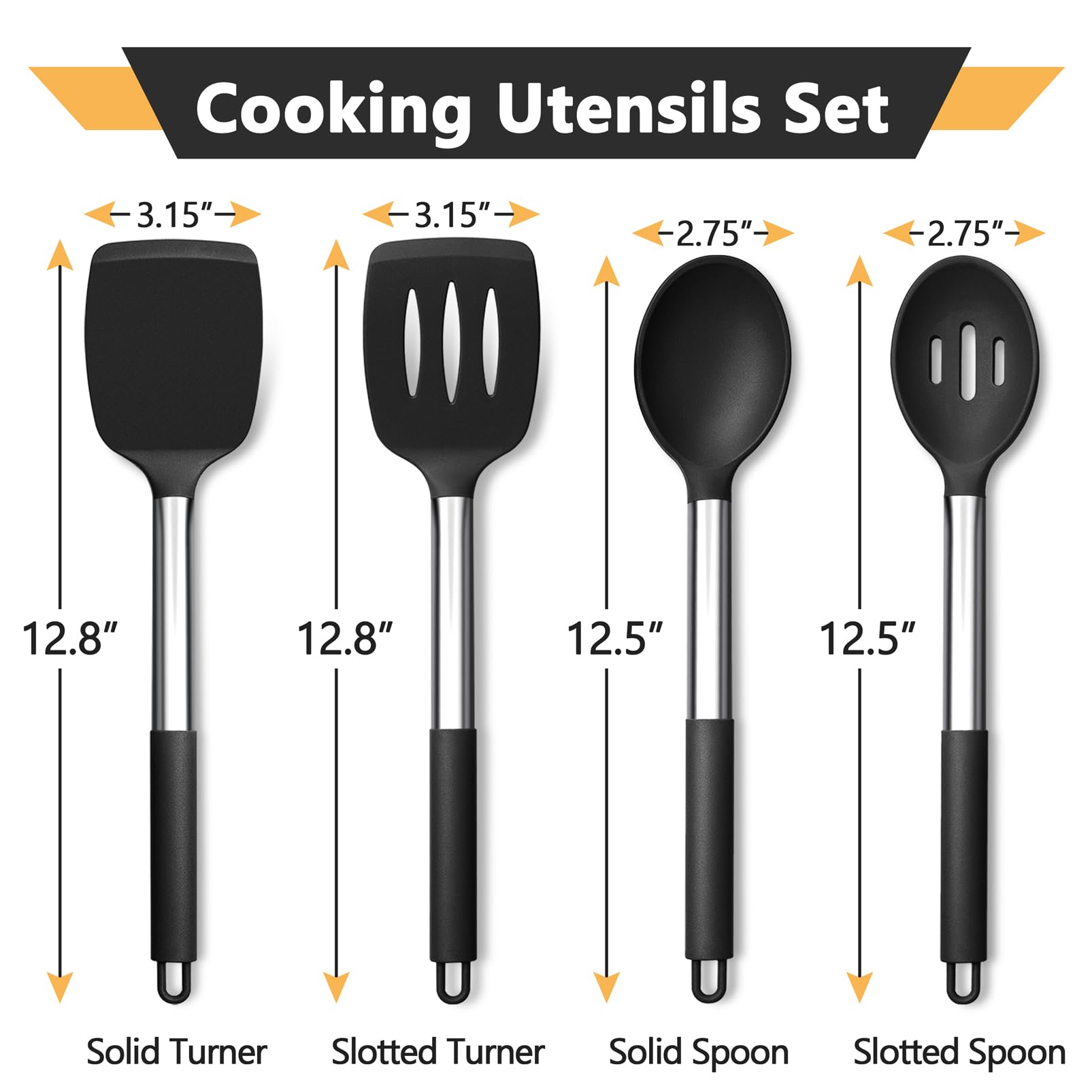 P&P CHEF black slotted spoon draining sauces from hot pans