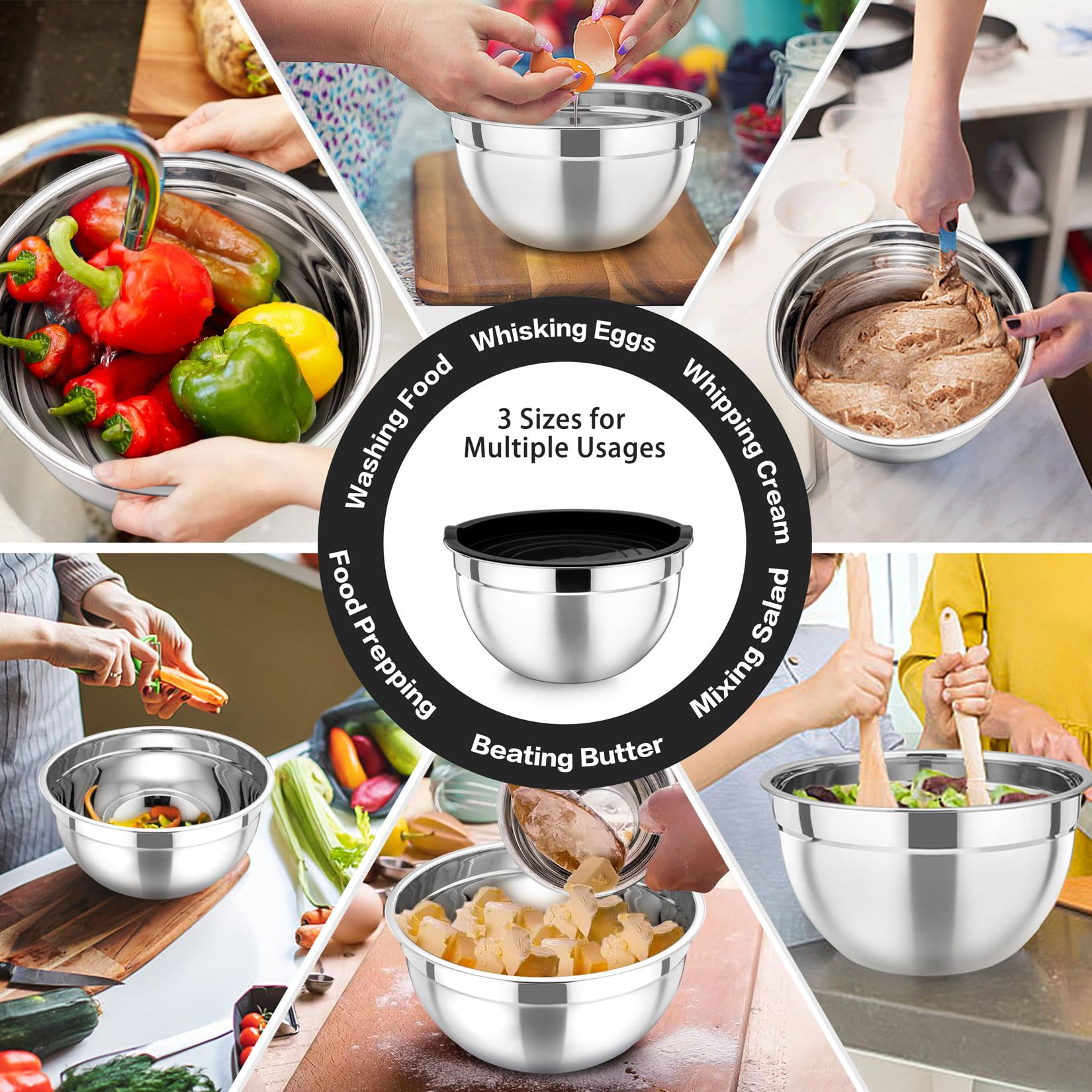 P&P CHEF bowls are dishwasher safe, simplifying cleanup after cooking.