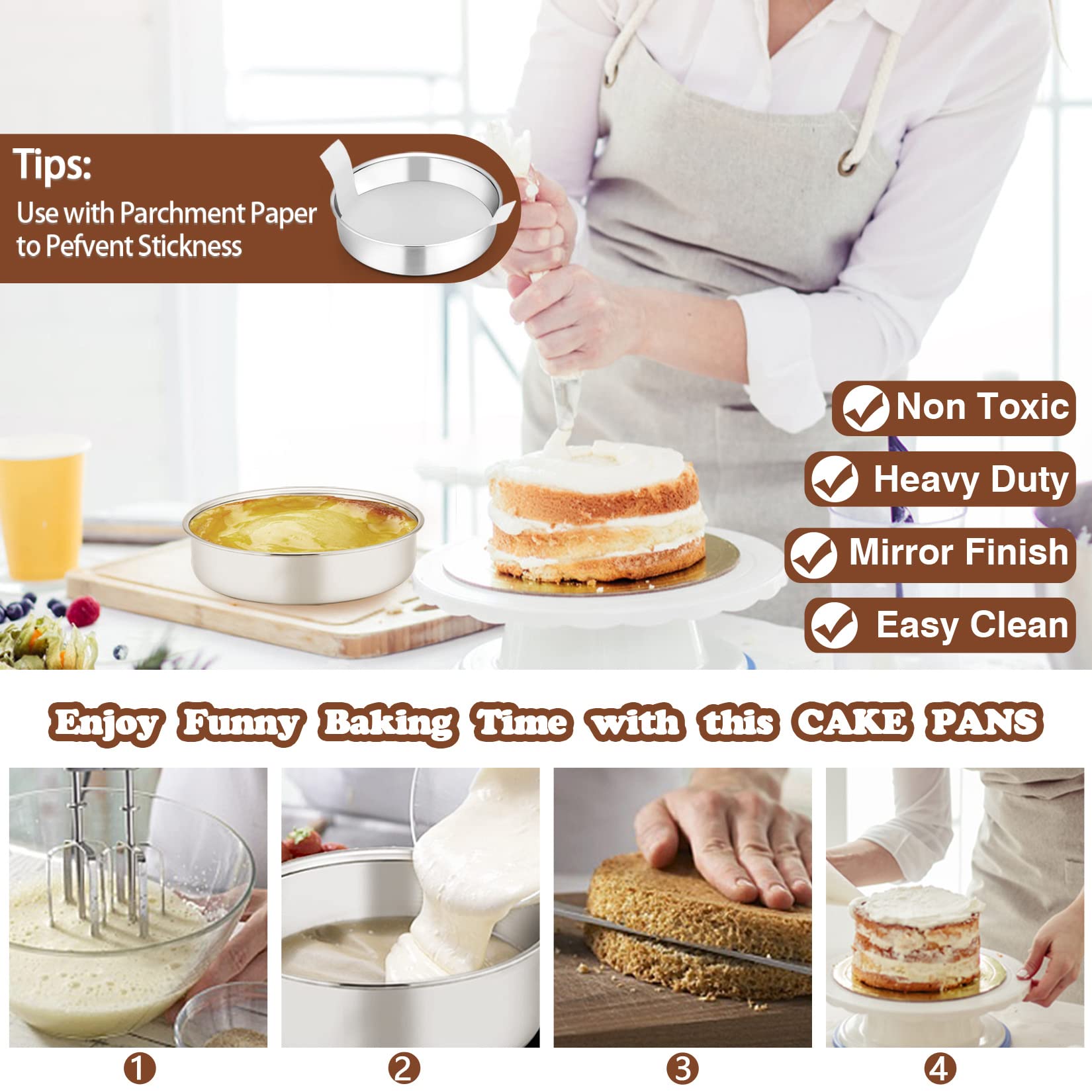 P&P CHEF one-piece construction reduces leaks and supports clean, uniform layers.