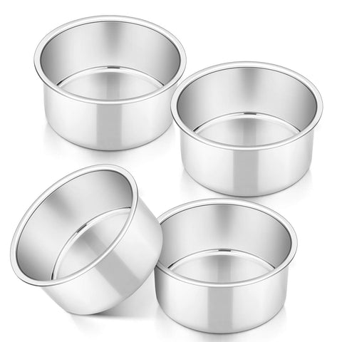 P&P CHEF 4-inch round cake pan with leakproof design for precise mini cakes.