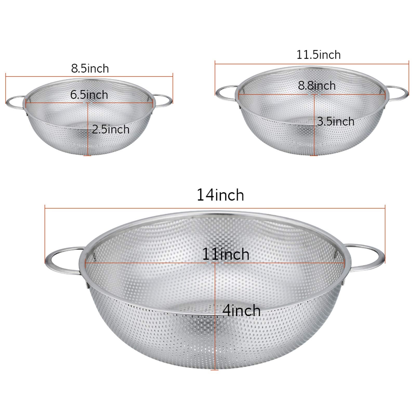 P&P CHEF colander set includes large, medium, and small sizes