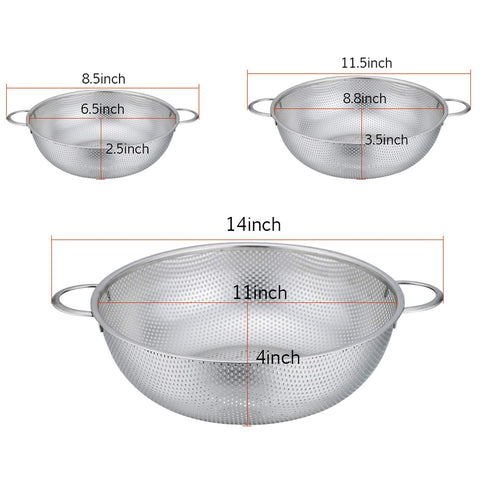 P&P CHEF colander set includes large, medium, and small sizes