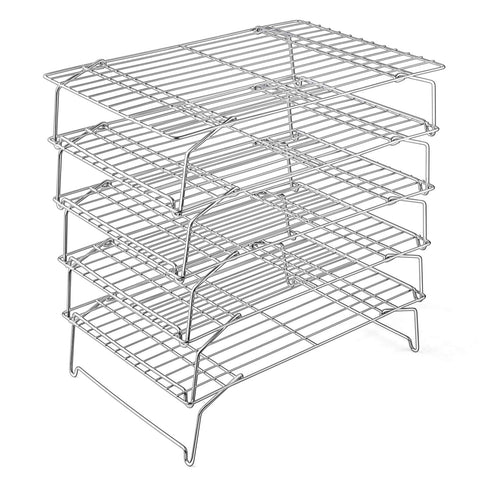 P&P CHEF 5-tier stainless steel cooling rack for even air circulation