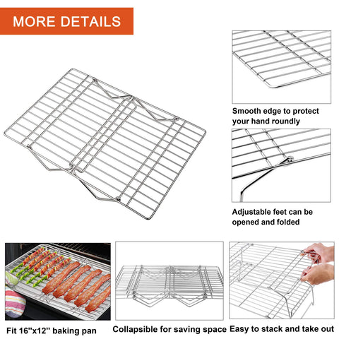 P&P CHEF cooling rack with foldable feet for easy storage