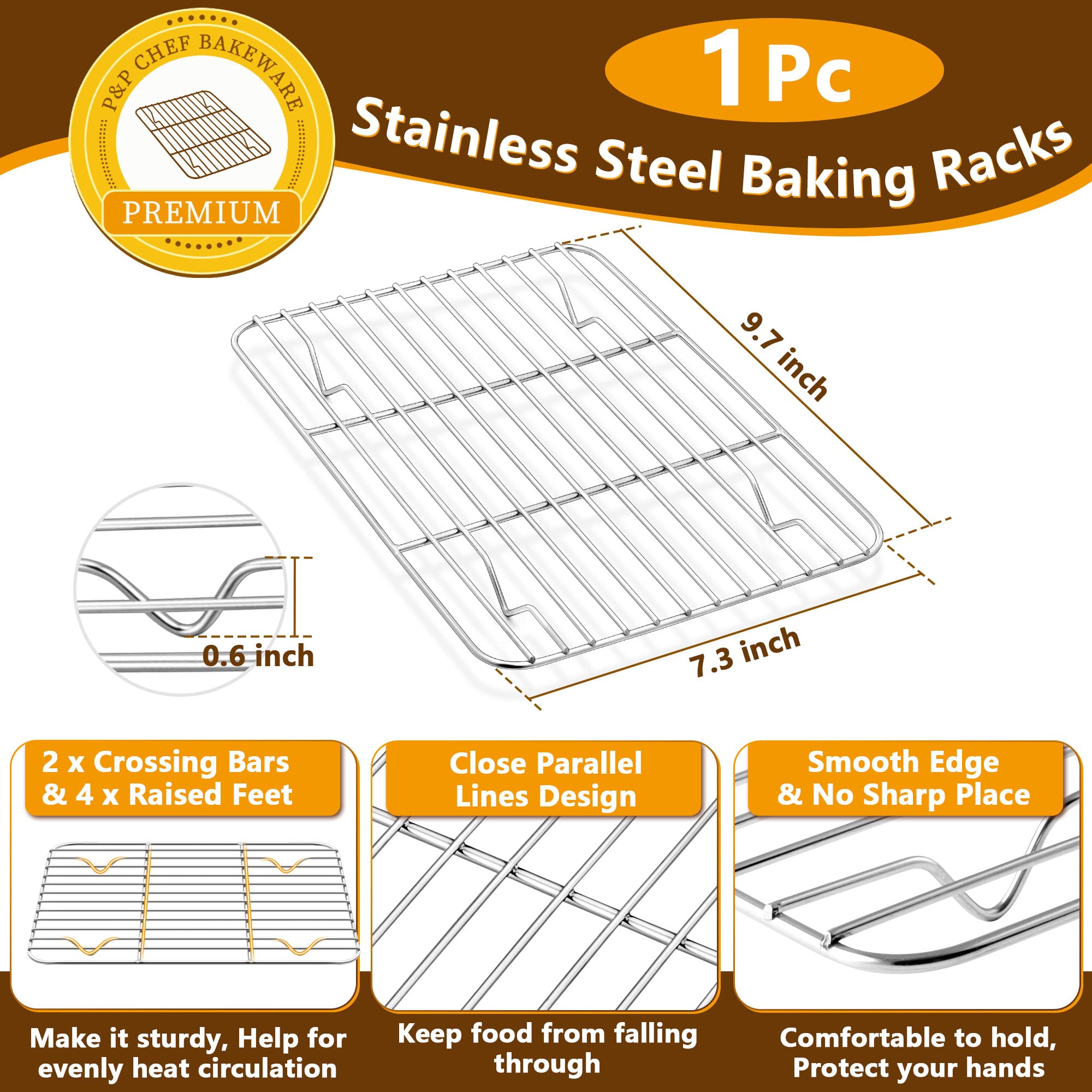 P&P CHEF cooling rack close-up showing strong weave prevents food from falling through