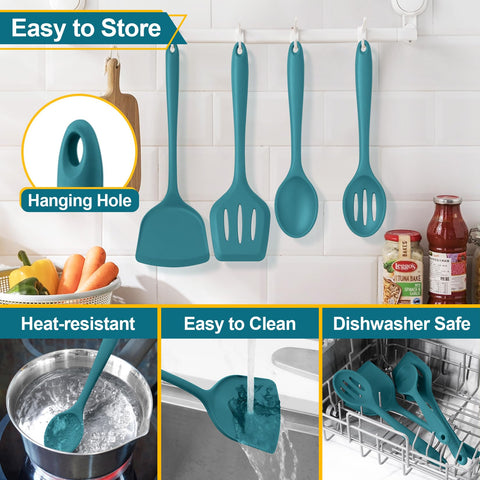 P&P CHEF easy-clean blue silicone utensils, dishwasher safe