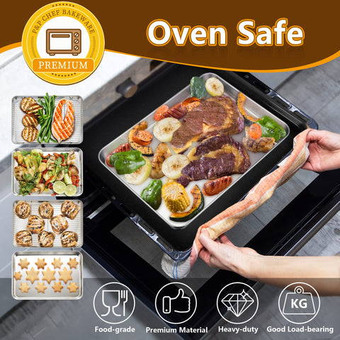 P&P CHEF dishwasher-safe oven pan simplifies cleanup after cooking.