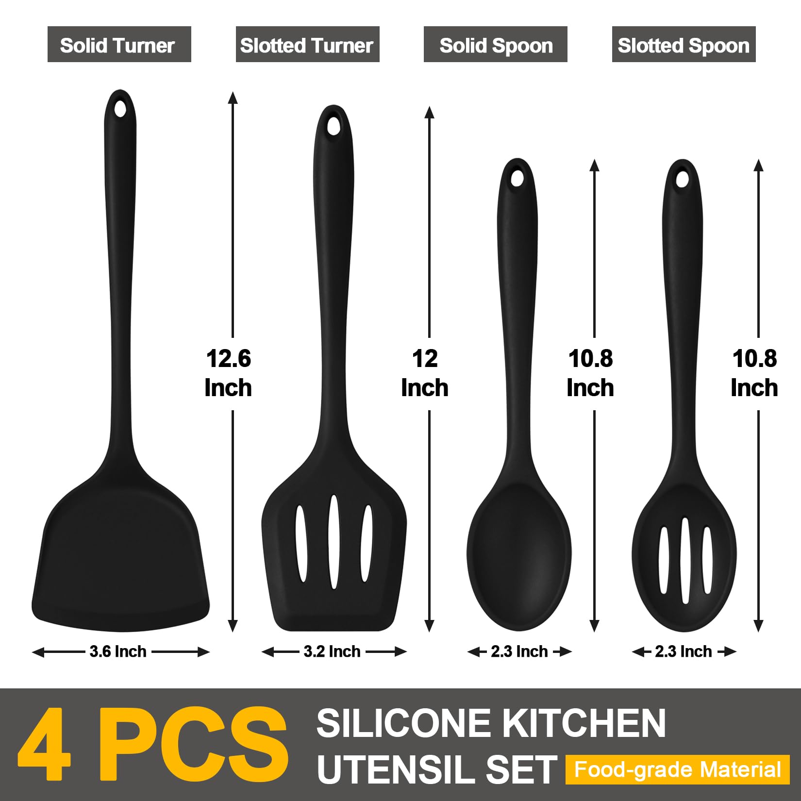 P&P CHEF four-piece set: slotted turner drains liquids while cooking