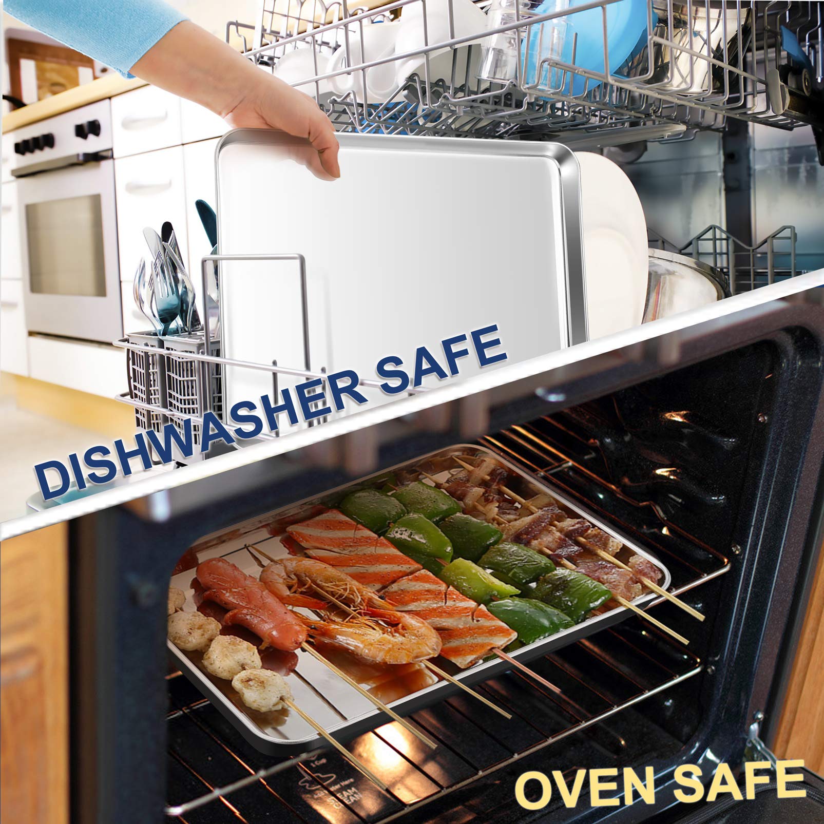 P&P CHEF full-side pan helps keep food contained in oven.