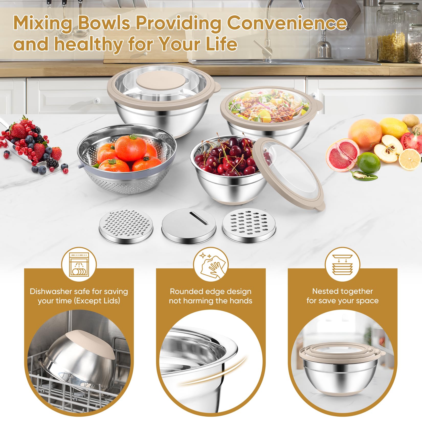 P&P CHEF inner mirror finish eases cleaning and dishwasher-friendly use.
