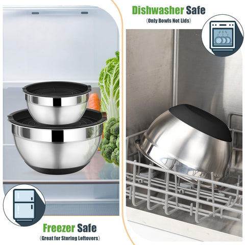 P&P CHEF lids and bowls offer dishwasher-safe bowls with hand-wash lids for longevity.