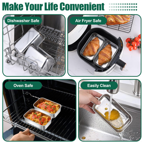 Dishwasher-safe P&P CHEF mini loaf pans for quick cleanup.