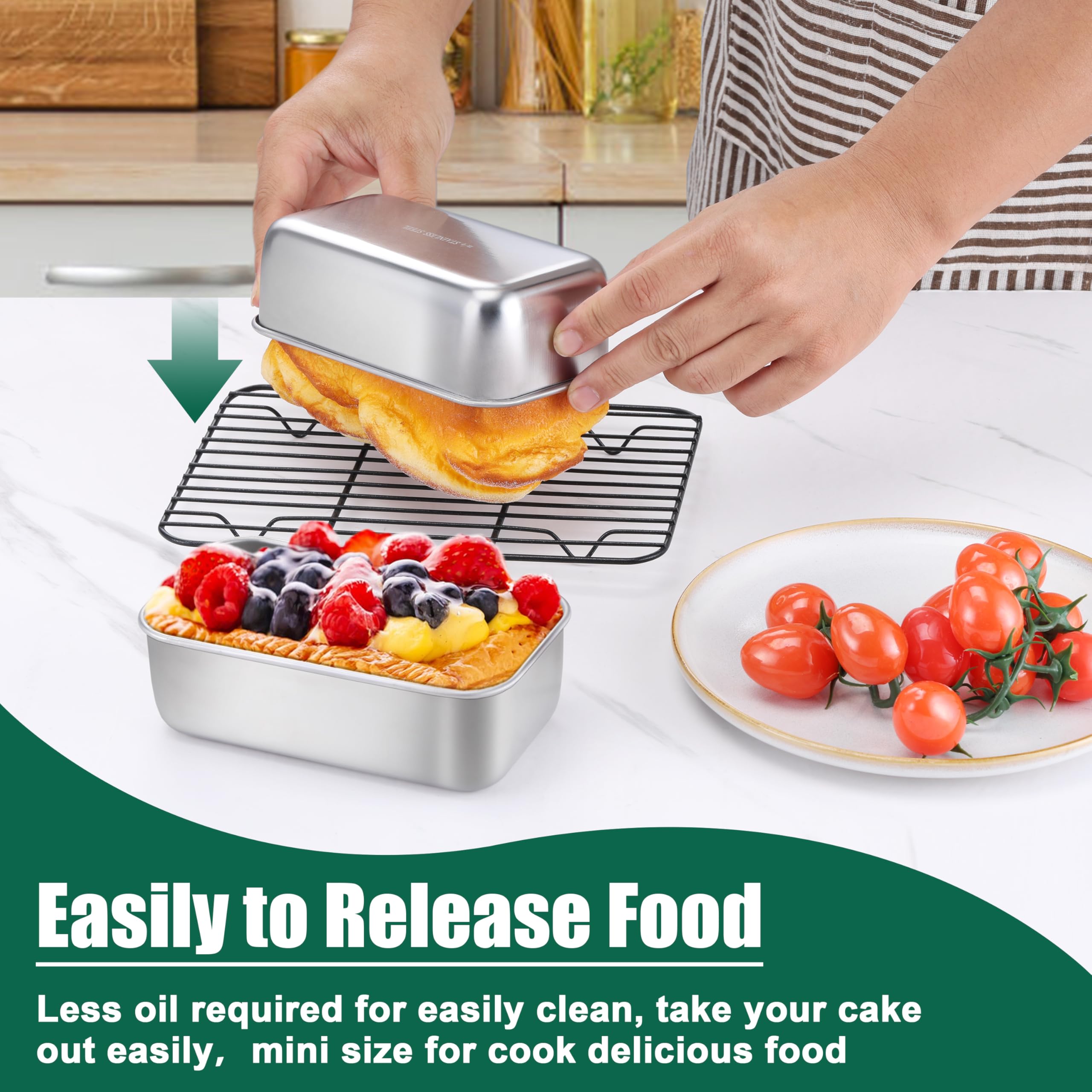 One-piece construction of P&P CHEF loaf pan helps prevent leaks.