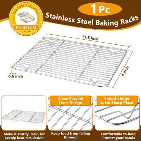 P&P CHEF mirror-finish broiler rack for easy cleaning and even browning.