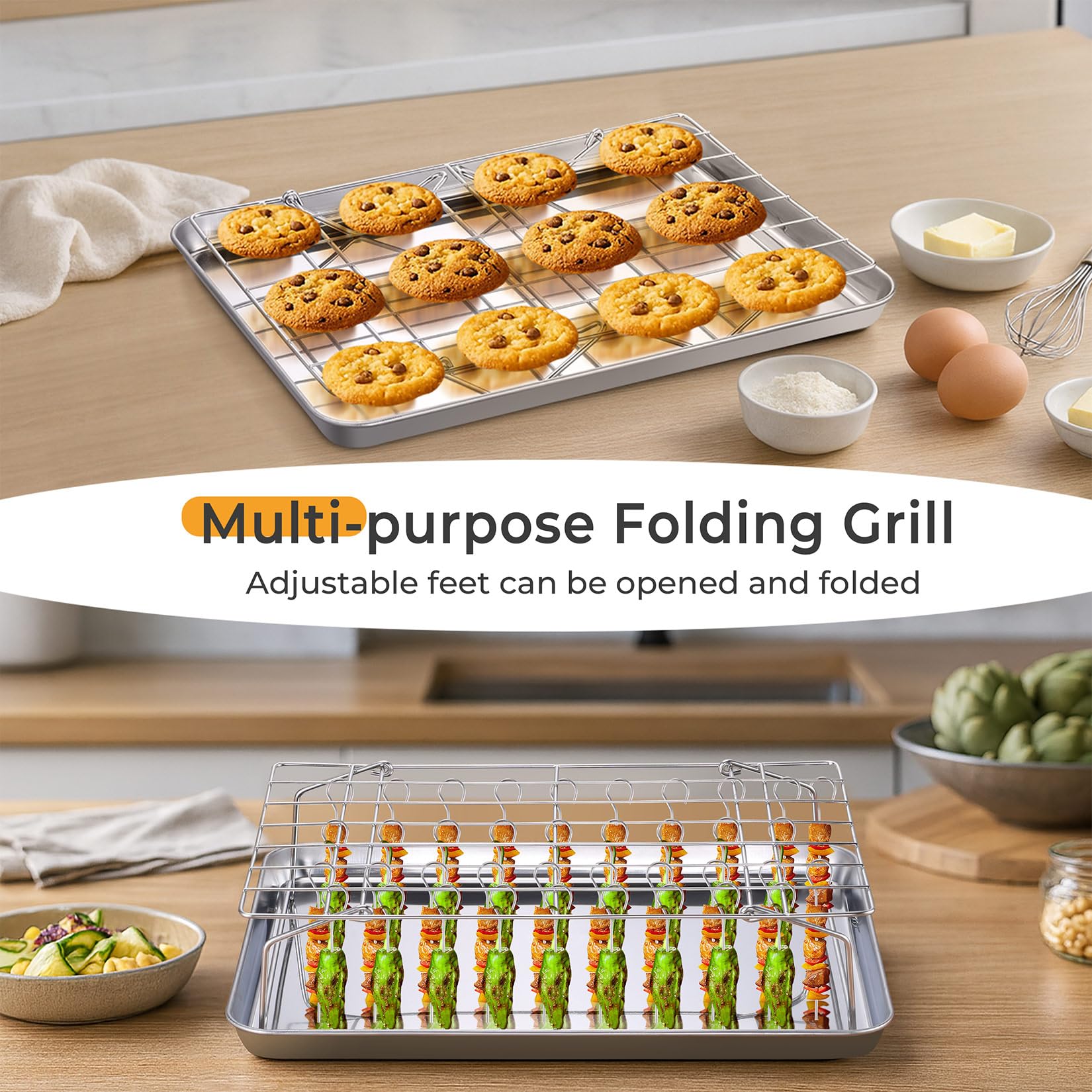 P&P CHEF mirror-finish edges promote easy food release and safe handling
