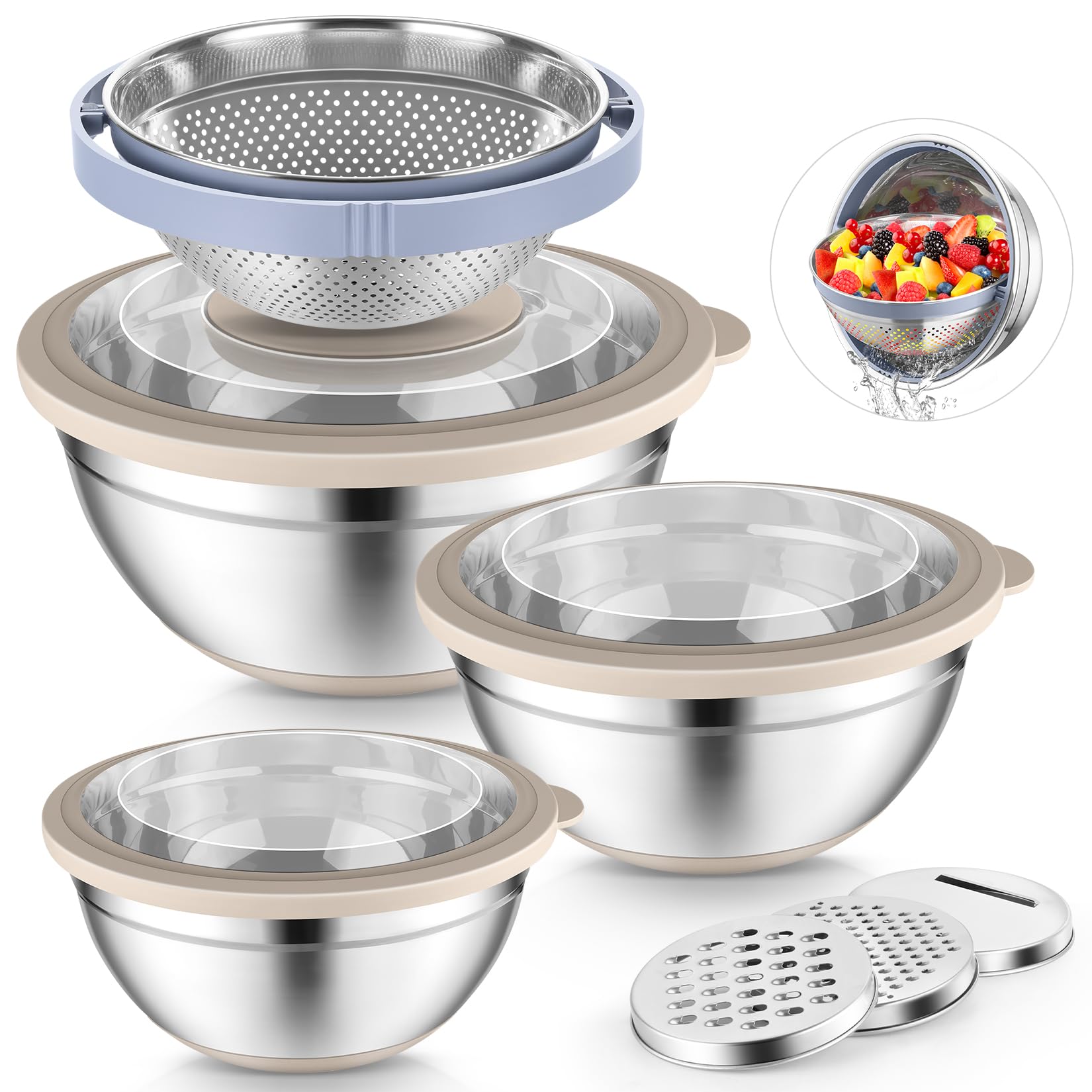 P&P CHEF mixing bowls with lids show organized prep and space-saving storage.