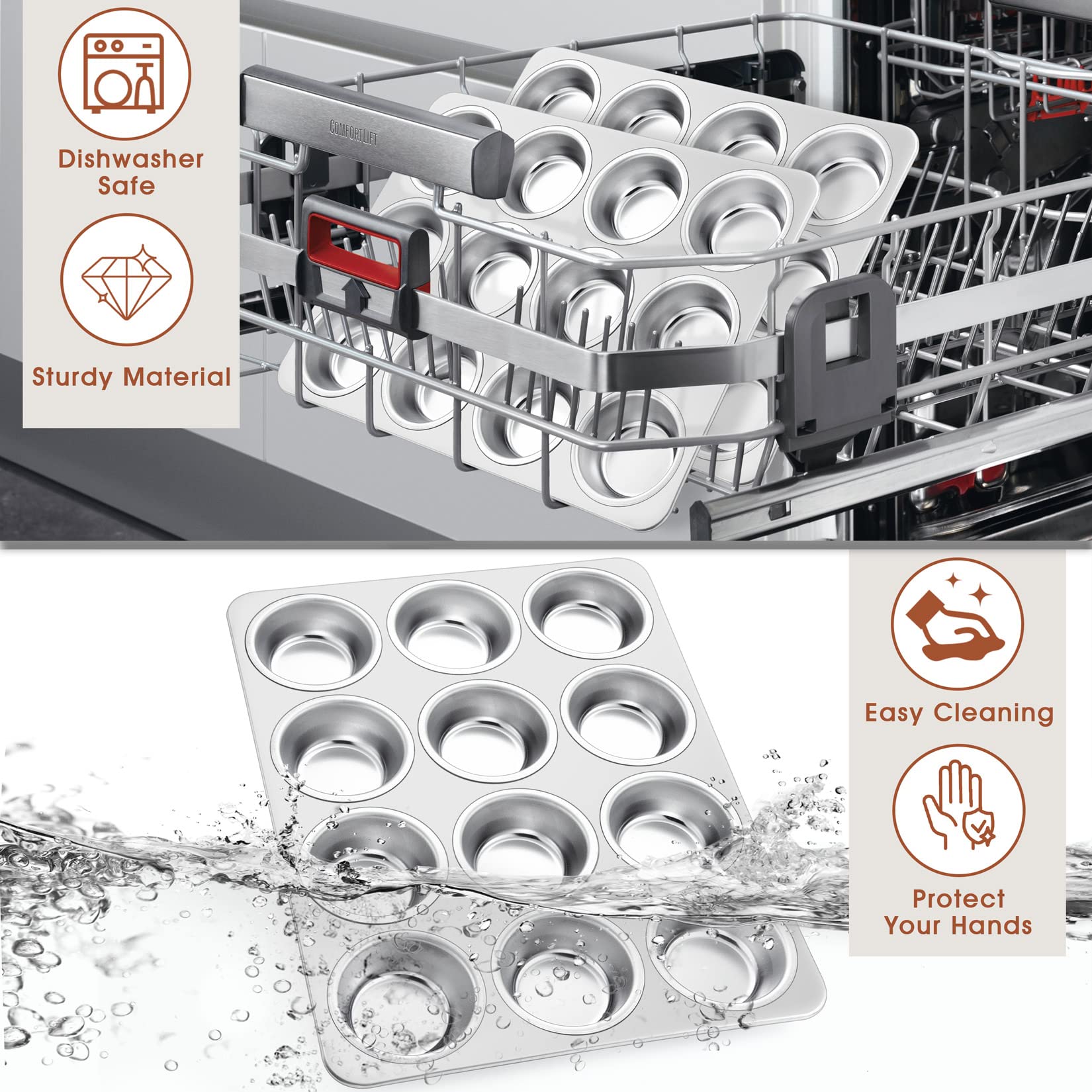 P&P CHEF muffin pan 12-cup reinforced cups for long-lasting use
