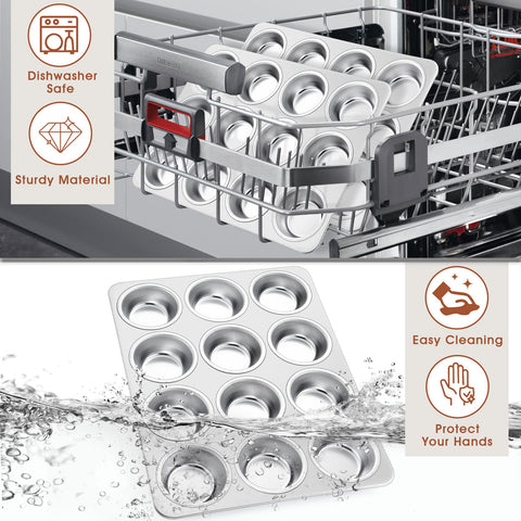 P&P CHEF muffin pan 12-cup reinforced cups for long-lasting use