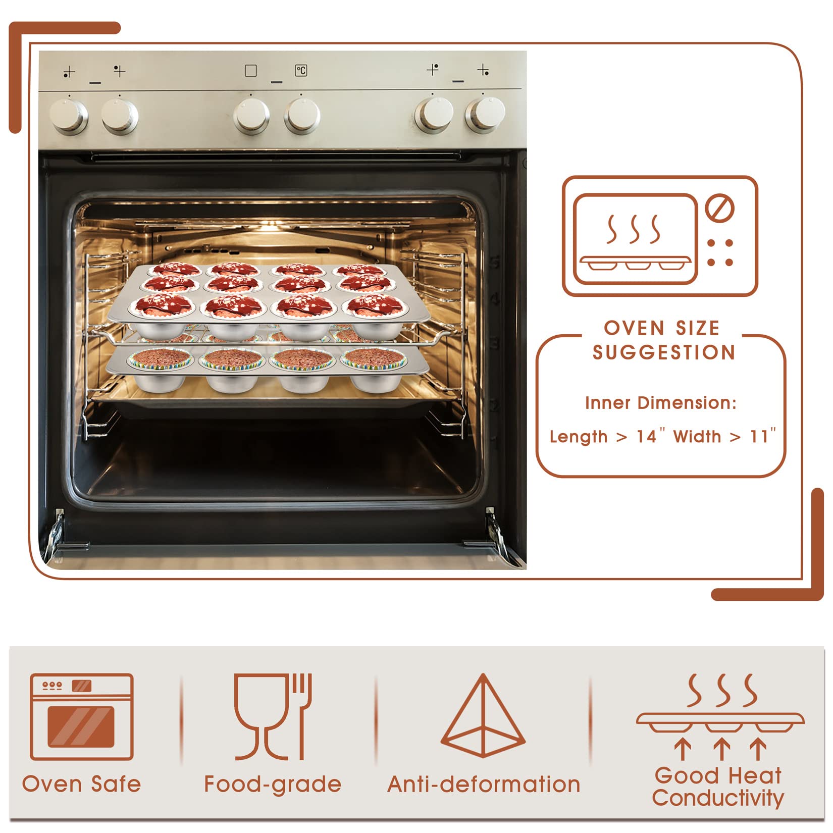 P&P CHEF muffin pan 12-cup easy-clean interior reduces sticking