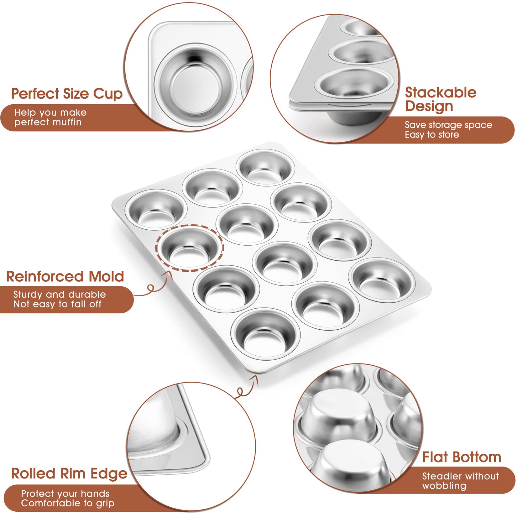 P&P CHEF muffin pan 12-cup oven-safe design ideal for batch baking