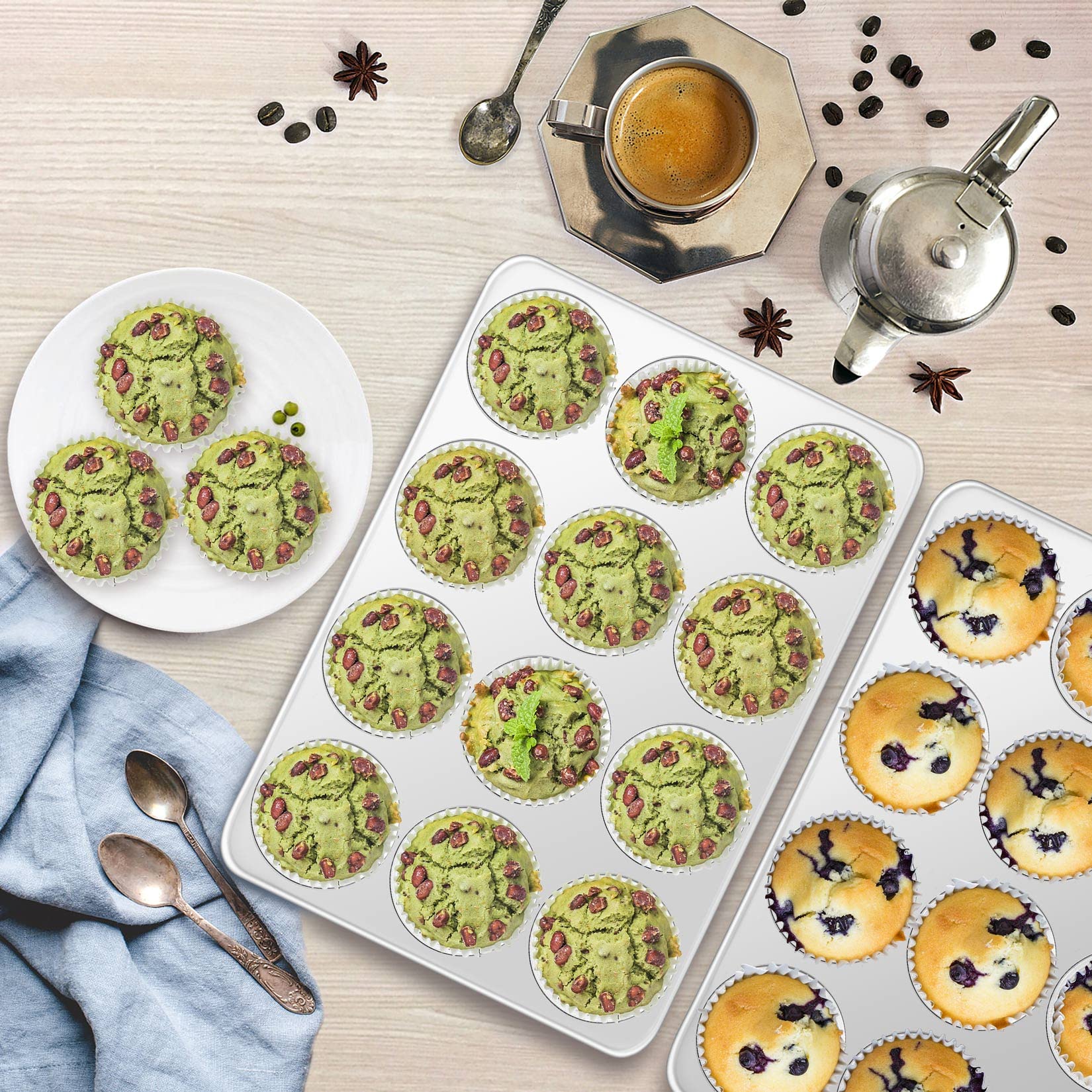 P&P CHEF packaging for 12-cup muffin pans shows value pack