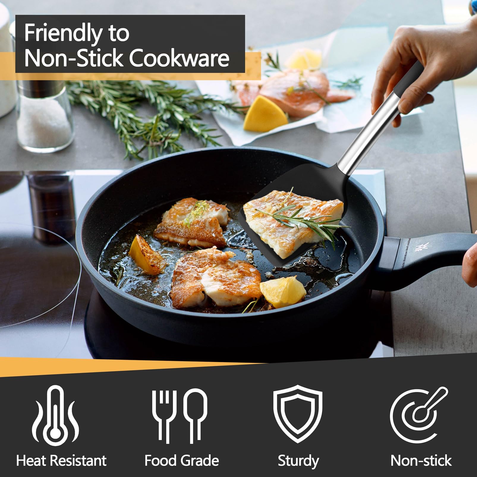 P&P CHEF one-piece silicone construction minimizes residue and simplifies cleaning