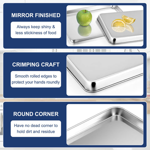P&P CHEF bake tray with smooth rolled edges reduces spillage.