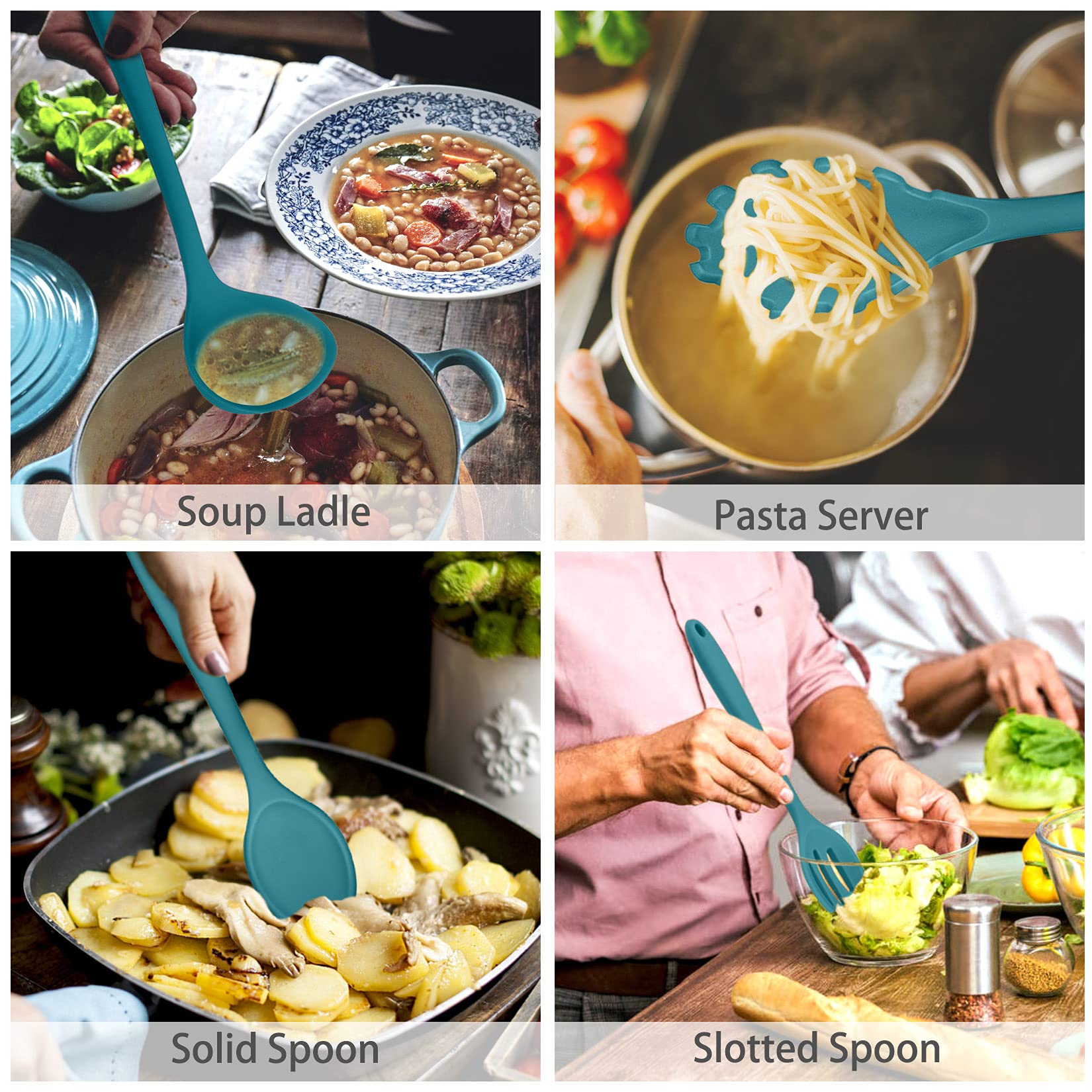 P&P CHEF silicone soup ladle perfect for hot soups and broths