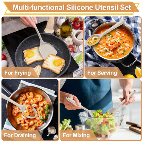P&P CHEF slotted spoon silicone for draining and serving