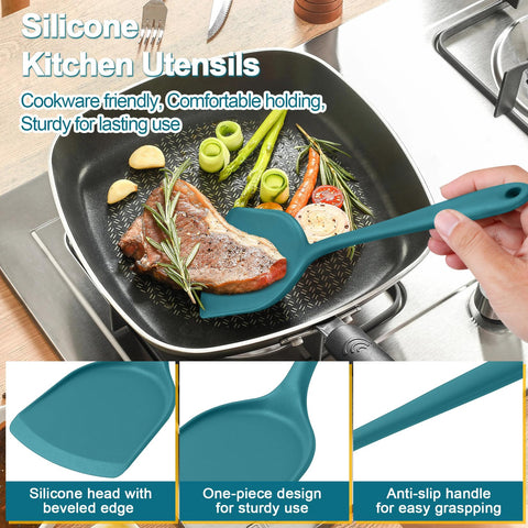 P&P CHEF slotted turner in blue silicone for draining