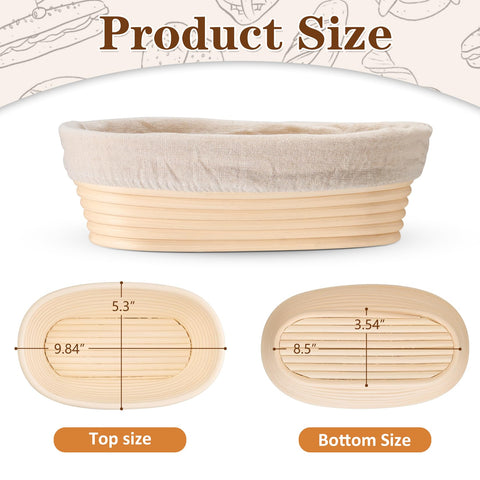 P&amp;P CHEF oval basket with cloth liner prevents sticking during proofing