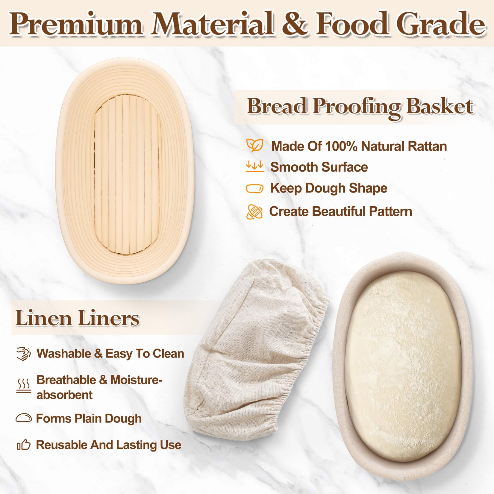P&amp;P CHEF 10 inch oval basket showcases crust patterns