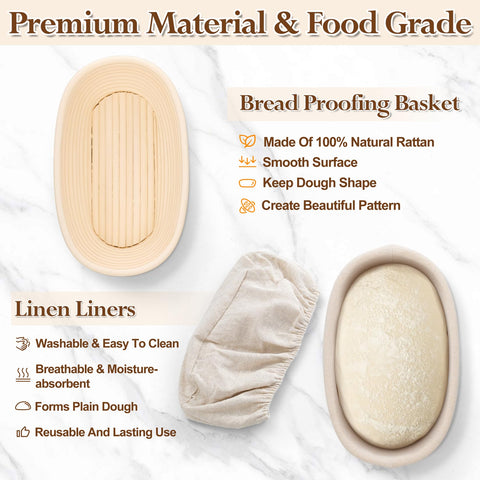 P&amp;P CHEF 10 inch oval basket showcases crust patterns