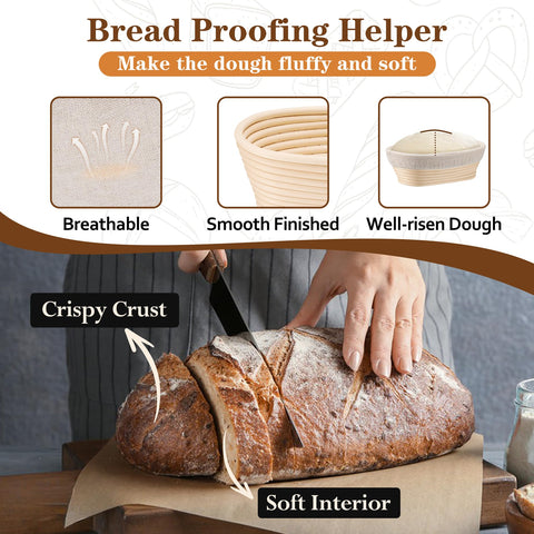 P&amp;P CHEF natural rattan basket supports traditional bread proofing at home