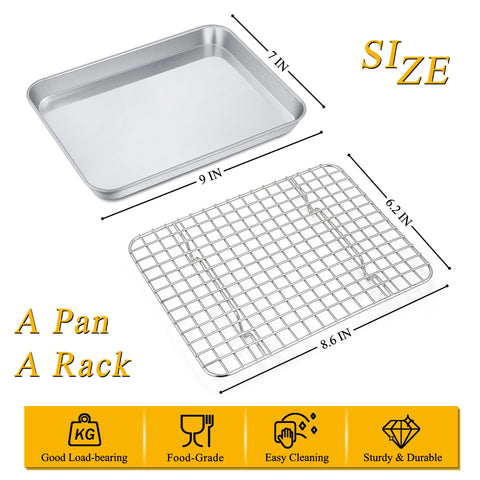 P&P CHEF stainless steel baking pan highlights durable construction for long-lasting kitchen use.