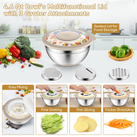 P&P CHEF stainless steel colander for easy washing and fast drainage.