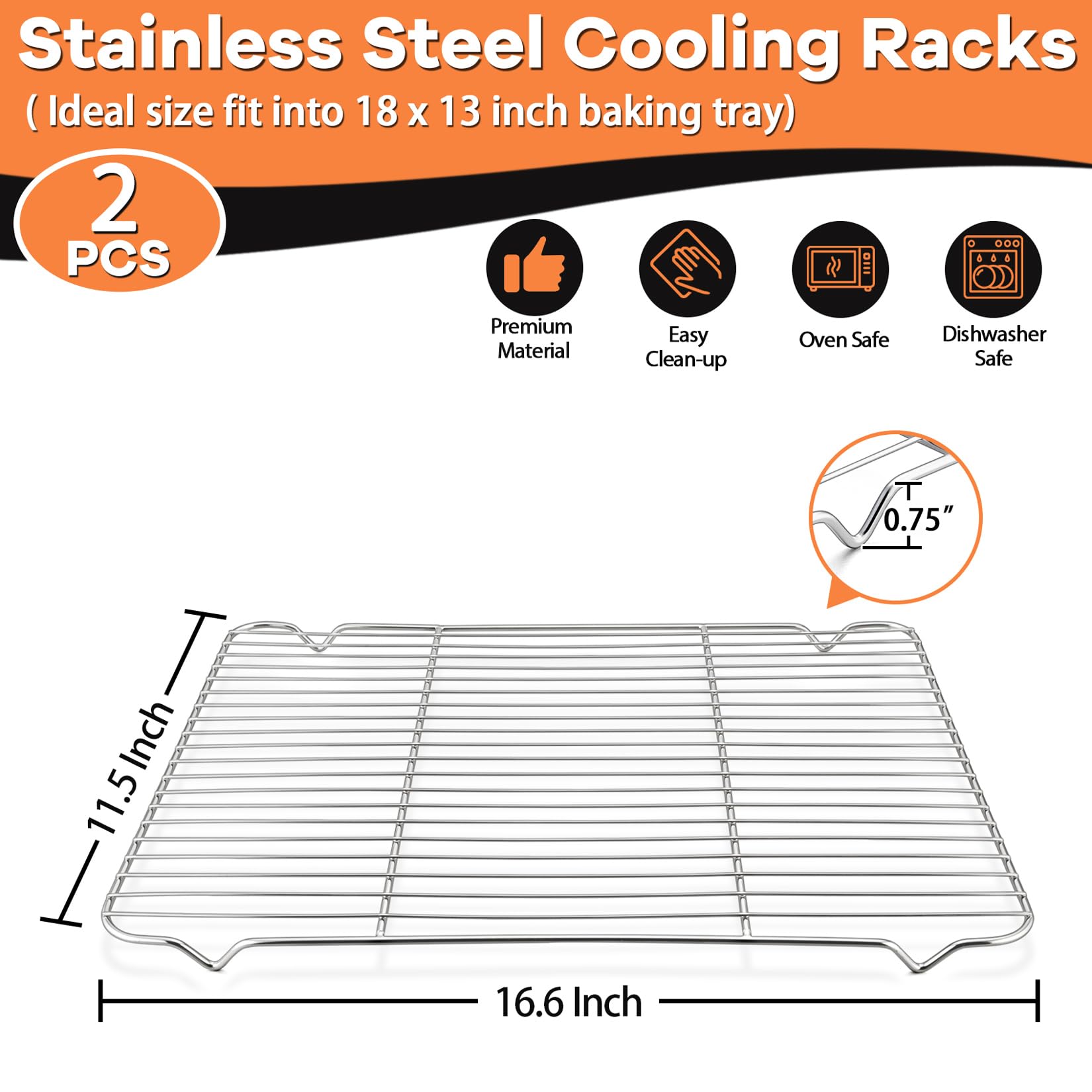 P&P CHEF stainless steel rack with dense wires stabilizes foods while cooling
