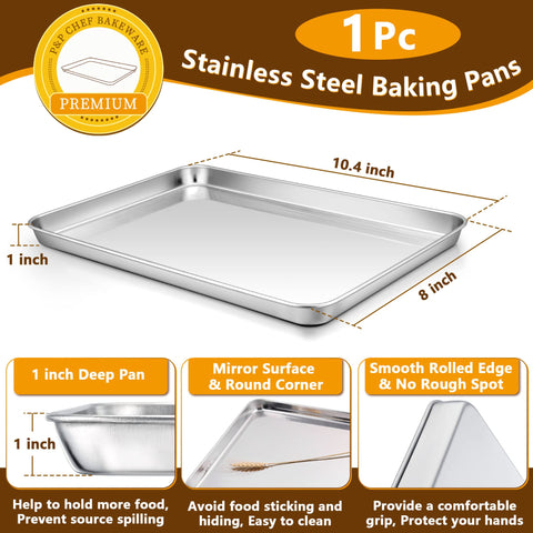 P&P CHEF sturdy stainless steel toaster oven pan with wire rack for durable baking