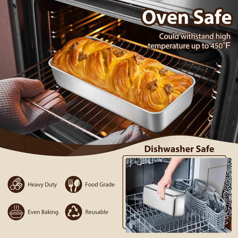P&P CHEF loaf pan brushed finish cleans easily after use.