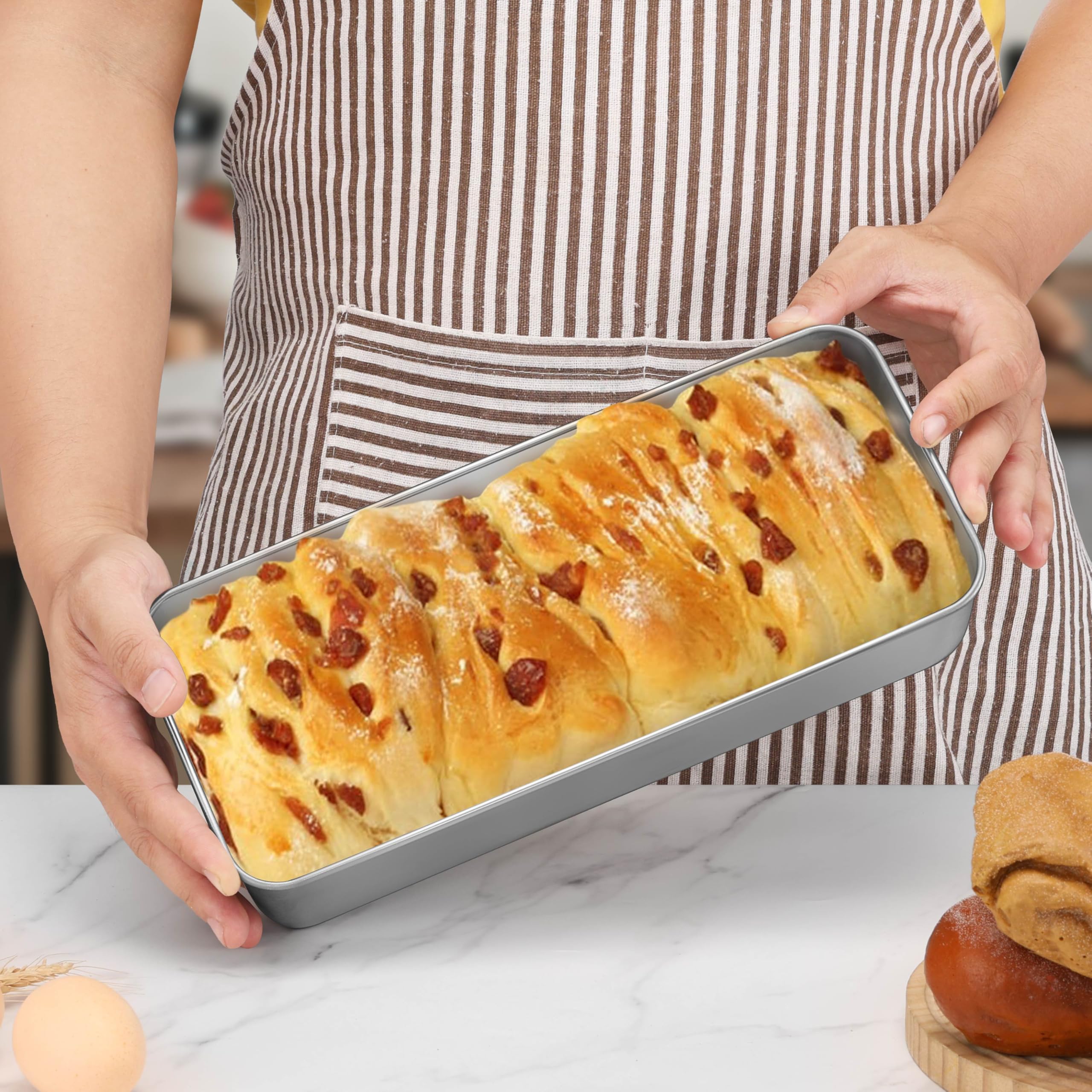 P&P CHEF loaf pan dishwasher-safe for quick kitchen cleanup.