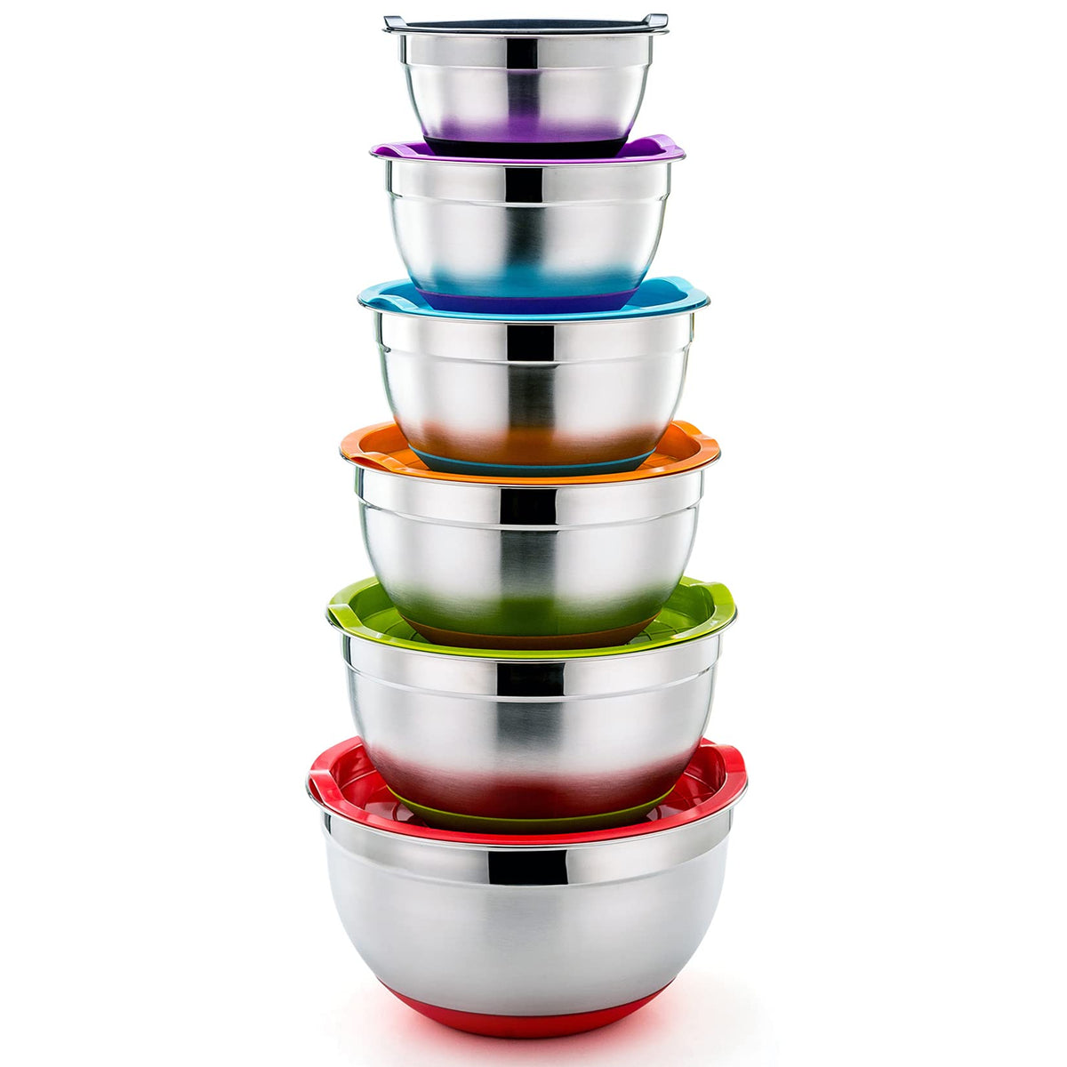 P&amp;P CHEF mixing bowls set in nesting form for space saving and organization.