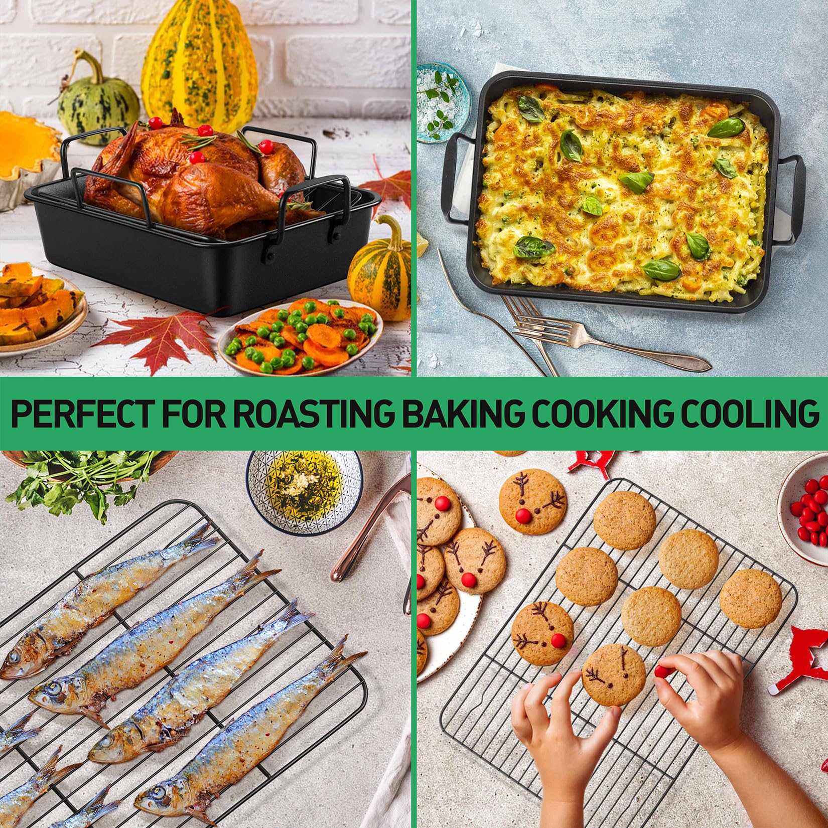 P&P CHEF nonstick coated roaster pan for easy cleaning after meals