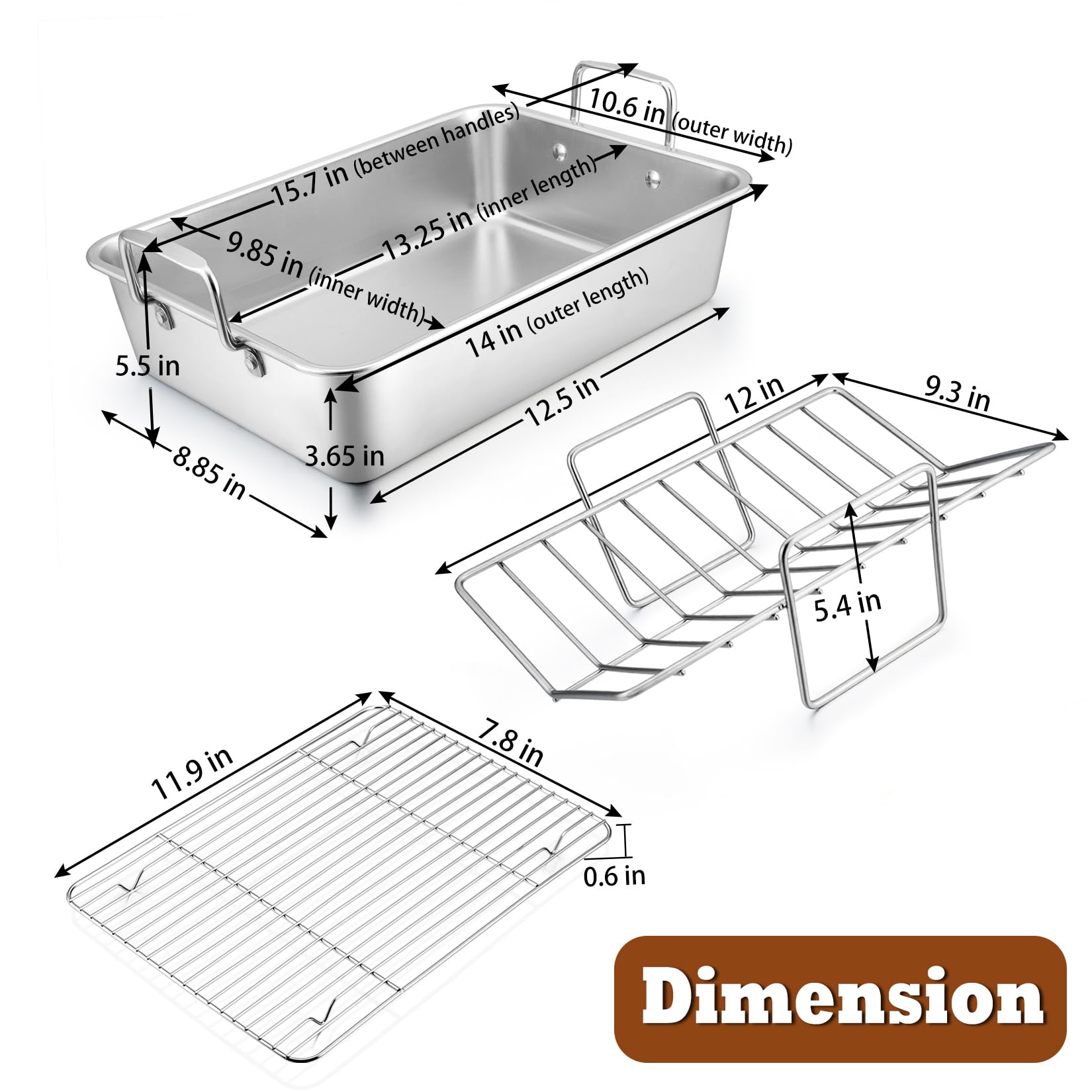 P&P CHEF roasting pan with rack handles close-up for secure grip