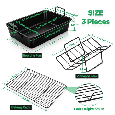 P&P CHEF V-shaped rack for turkey and vegetables with improved air flow