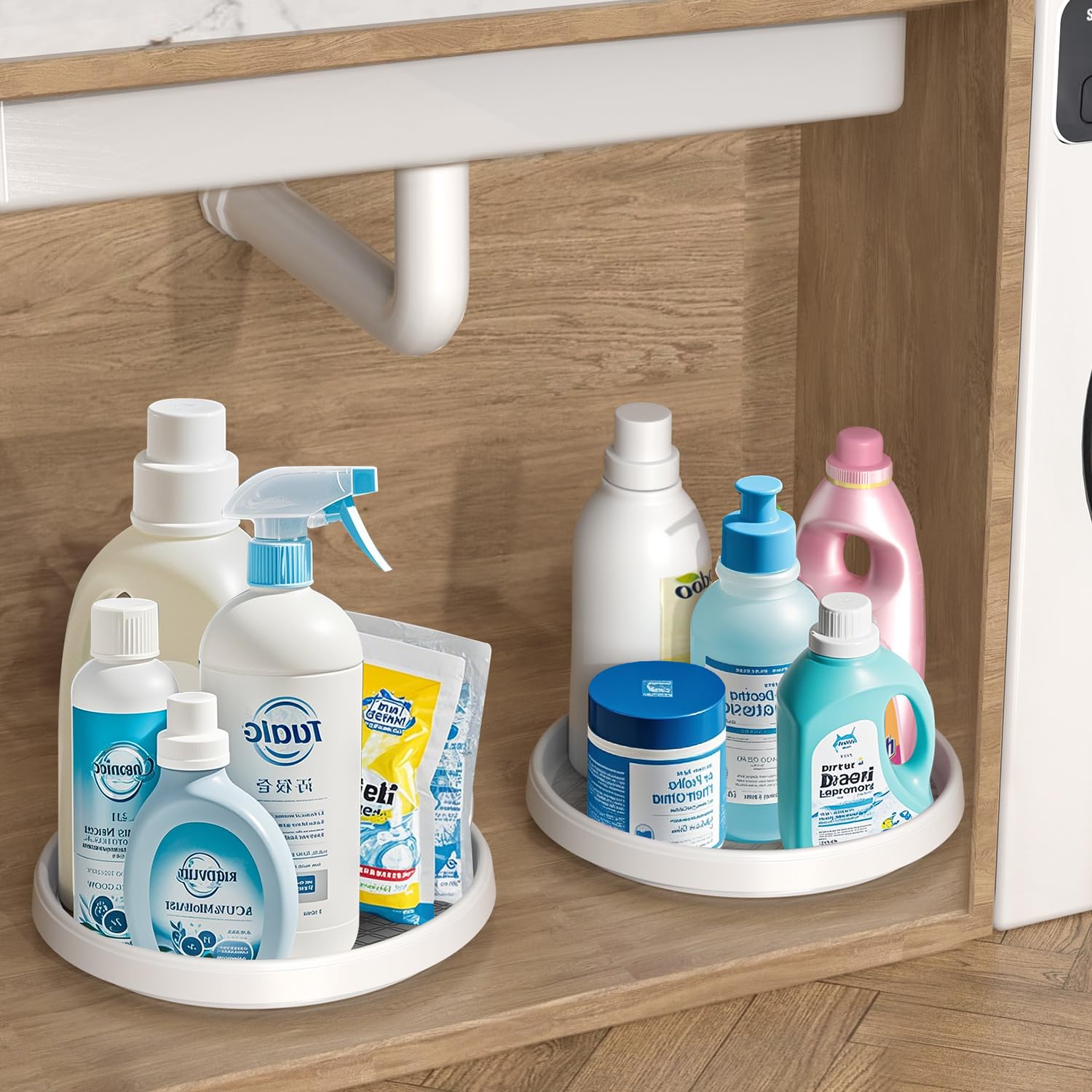 P PRETIRENO Lazy Susan kitchen accessory supports versatile, easy cleaning.